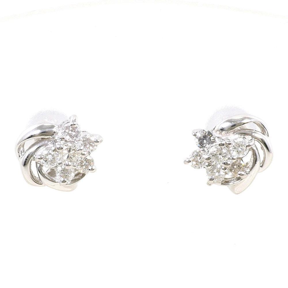 PT850 Platinum Earrings with 0.13ct Diamonds, Total Weight 1.5g, Jewelry